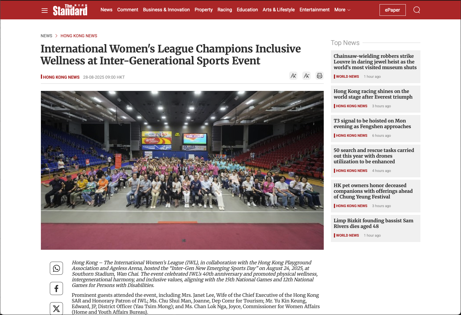 International Women's League Champions Inclusive Wellness at Inter-Generational Sports Event